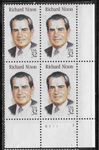 US#2955 32c Richard Nixon Plate block of 4 (MNH) CV$3.00