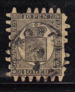 Finland 1866-74 used Scott #8 10p Coat of Arms, III Cancel: probably Borga