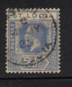 St Lucia Sc 81 1921 2 1/2d ultra George V stamp used