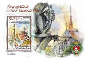 Central Africa - 2019 Notre-Dame & World Leaders - Souvenir Sheet - CA190315b