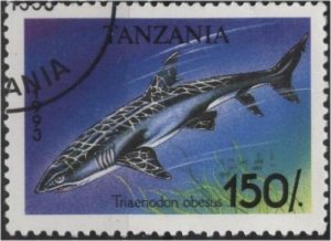 Tanzania 1141 (used cto) 1.50sh whitetip reef shark (Triaenodon obesus) (1993)