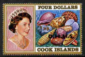 COOK ISLANDS - 1977 - Sea Shells $4 o/p OHMS - Perf 1v -Mint Never Hinged