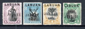 North Borneo - Labuan 1896 Jubilee opt values to 5c SG 83-86 MH