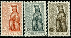 LIECHTENSTEIN Sc#284-286 1954 Madonna in Wood Complete Set OG Mint NH