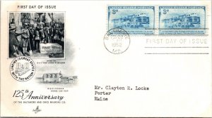 FDC 1952 SC #1017 Artcraft Cachet - Baltimore MD - Pair - J1541