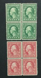 MOMEN: US #498-499 BLOCKS MINT OG 2NH/2H ON EACH #24914