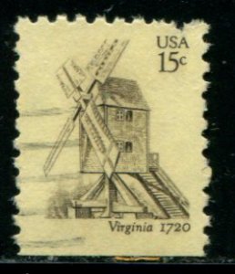 1738 US 15c Windmills issue, used bklt sgl