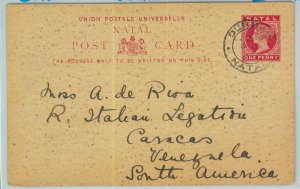 BK0277 - NATAL - POSTAL HISTORY - Picture STATIONERY CARD  to VENEZUELA 1901