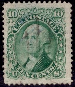 US Stamp #68 10c Washington USED SCV $55. HUGE 4-margin Stamp!
