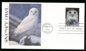 US 3290 Arctic Animals Snowy Owl UA Fleetwood cachet FDC