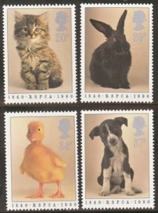 GB MNH Scott 1300-1303, 1990 Prevention of Cruelty to animals, Free Shipping