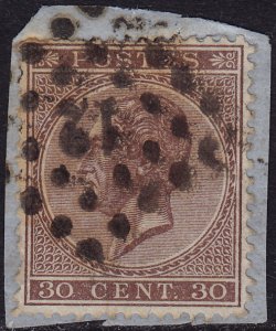 Belgium - 1865 - Scott #20a - used on piece - King Leopold