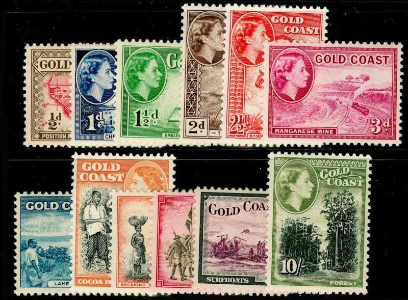 GOLD COAST SG153-164, 1952-54 COMPLETE SET, UNMOUNTED MINT. Cat £70.