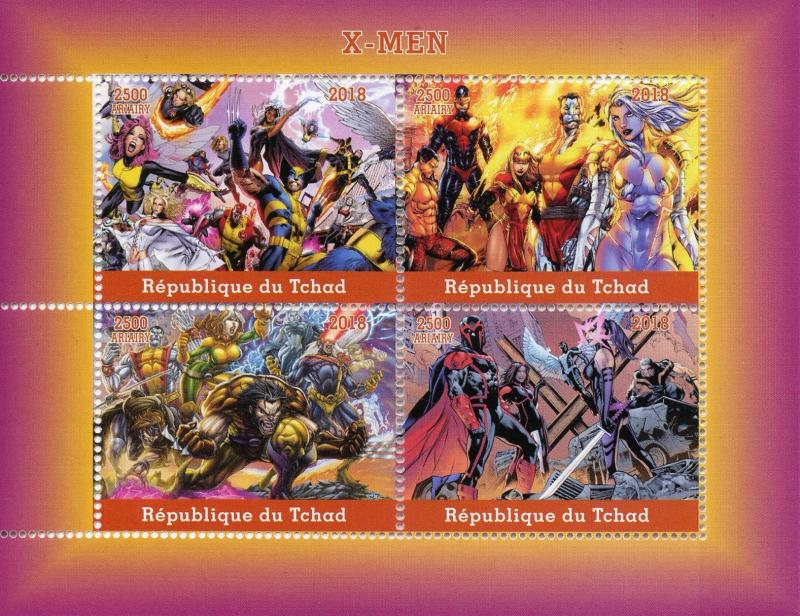 Chad Superheroes Stamps 2018 MNH X-Men Storm Wolverine Comics 4v M/S 