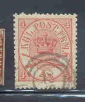 Denmark  Sc 13 1864 4 s Royal Emblems stamp used