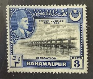 Pakistan Bahawalpur 1949 Scott 22 MNH - 3p, Panjnad Dam, Emir Silver Jubilee