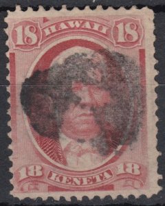 Hawaii 1871 Sc34 18c Rose Good Used Example Nice Cancel