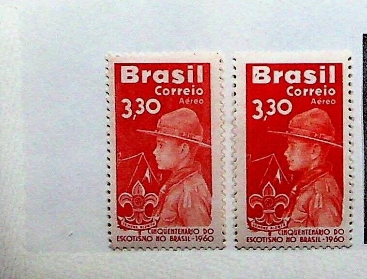 BRAZIL Sc C101 NH ISSUE OF 1960 - SCOUTS - 2 COLOR SHADES - (SC1)