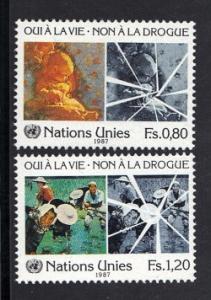 United Nations Geneva  #156-157  MNH  1987   anti-drugs campaign