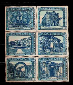 GUATEMALA Sc C480-85 NH BLOCK OF 6 OF 1972 - HISTORICAL PLACE