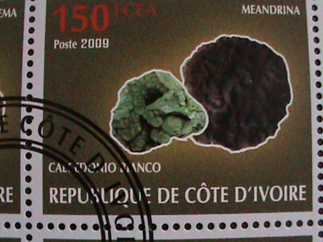 IVORY COAST-2009- WORLD MINERIAL CTO SHEET-VERY FINE WITH BEAUTIFUL CANCEL