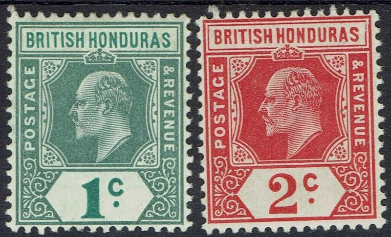 BRITISH HONDURAS 1908 KEVII 1C AND 2C