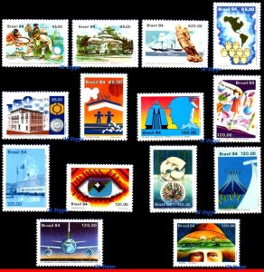 BRAZIL 1984 - LOT WITH 14 STAMPS OF THE YEAR - SCOTT VALUE $6.15, ALL MNH