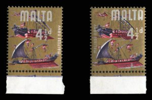 Malta #319var, 1965 4/2p Maltese Navy, with Maltese Navy printed on the rig...