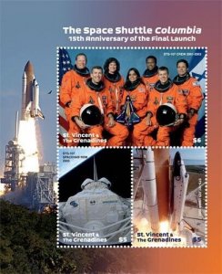 Saint Vincent 2019 - Space Shuttle Columbia - Sheet of 3 stamps - MNH