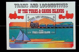 TURKS & CAICOS ISL. Sc 554 NH SOUVENIR SHEET OF 19 - TRAINS