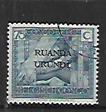 RUANDA URUNDI,18, USED, STAMPS OF BELGIAN CONGO 1923-26 OVERPRINTED