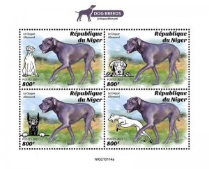 Niger - 2021 Great Dane Dog Breed - 4 Stamp Sheet - NIG210114a