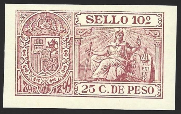 Philippines 1898 Revenue 25c Violet Brn (10th) Forbin SEAL #13-