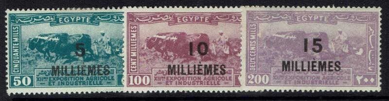 Egypt SC# 115-117, Mint Hinged, Hinge Remnant - Lot 050717