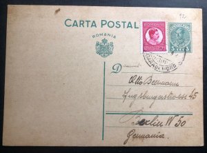 1932 Bucarest Romania Stationery postcard Cover To Berlin Germany B