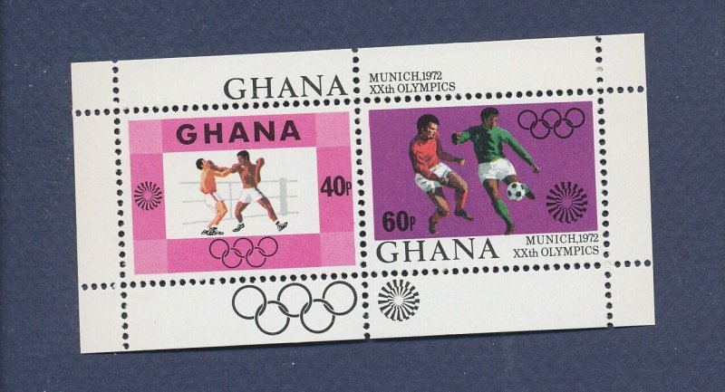 GHANA  - Scott 459 - MNH S/S - Olympics, boxing , soccer  - 1972