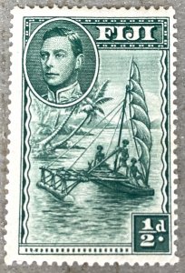 Fiji 117c / 1938-1955 1/2p Green Outrigger Canoe KGVI Stamp, Unused