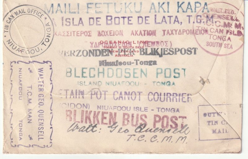 Tonga Canoe Mail Cover (~0031k)