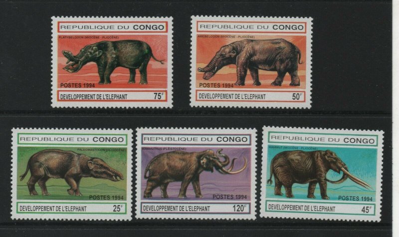 Thematic Stamps Animals - CONGO 1994 ELEPHANTS THRO AGES 5v mint