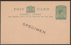SIERRA LEONE GVI ½d postcard optd SPECIMEN, ...............................67623 