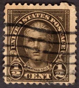 1925, US 1/2c, Nathan Hale, Used, Sc 551