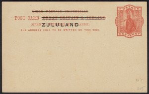 ZULULAND 1890S QV 1D POSTCARD