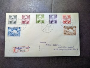 1939 Registered Greenland Cover Julianhaab to Oslo Norway Anton Holmboe