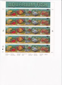 U.S.: Sc #3317, Aquarium Fish Stamps 33c, Sheet of 20, MNH (3317)