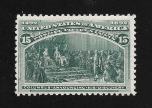 238 MNH, 15c. Columbian, scv: $600, Free Insured Shipping