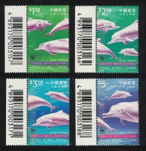 Hong Kong WWF Chinese White Dolphin 4v Margins Barcodes RAR 1999 MNH