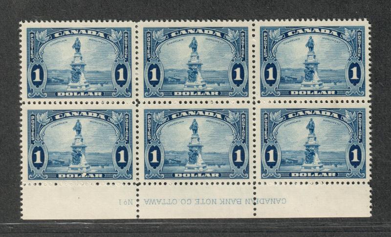 Canada Sc#227 M/NH/VF, Bottom Plate Block Of 6, Cv. $600