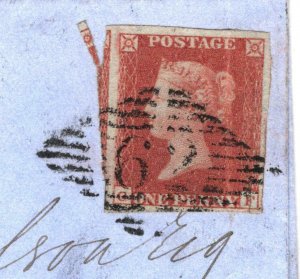GB IRELAND Postmark Belfast *SPLIT 62* NUMERAL Edinburgh Cover Faults 1853 NN136