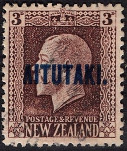 AITUTAKI 1918 KGV 3d Chocolate SG16 FU