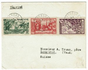 Mauritania 1937 Mederdra cancel on cover to Switzerland